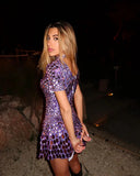 Violet | Women's Mini Dress High Neck Sequin Summer Party