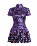 Violet | Women's Mini Dress High Neck Sequin Summer Party