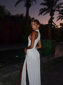 Winona | Women's Maxi Dress High Neck Satin Summer Evening