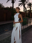 Winona | Women's Maxi Dress High Neck Satin Summer Evening