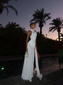 Winona | Women's Maxi Dress High Neck Satin Summer Evening
