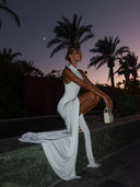 Winona | Women's Maxi Dress High Neck Satin Summer Evening