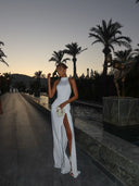 Winona | Women's Maxi Dress High Neck Satin Summer Evening