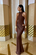 Zara | Women's Maxi Dress Halter Neck Satin Summer Wedding Guest
