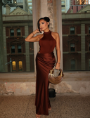 Zara | Women's Maxi Dress Halter Neck Satin Summer Wedding Guest